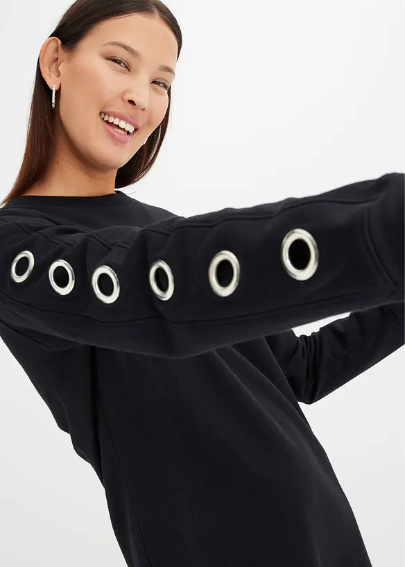 Sweatjurk met eyelets, bonprix