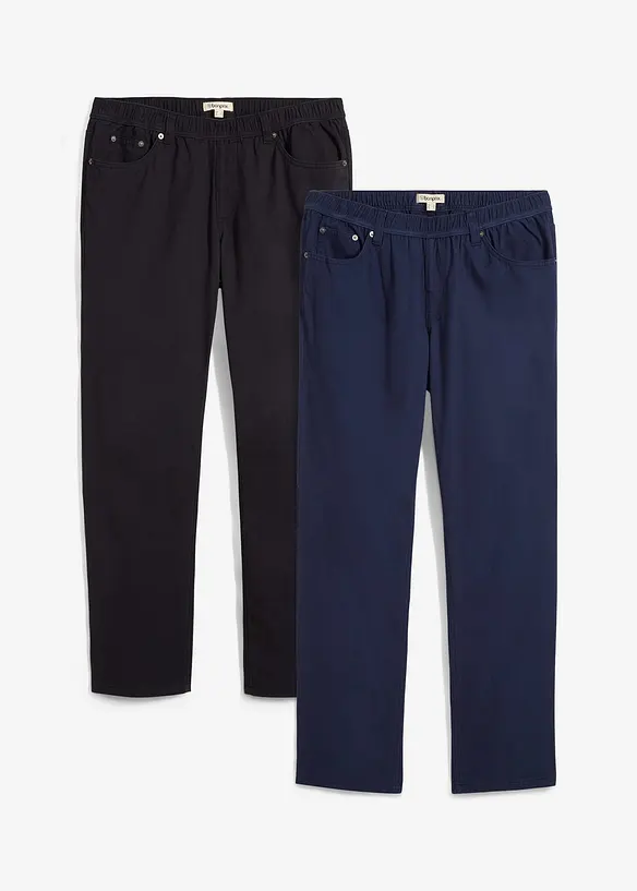 Regular fit instapbroek met comfortabele band, straight (set van 2), bonprix