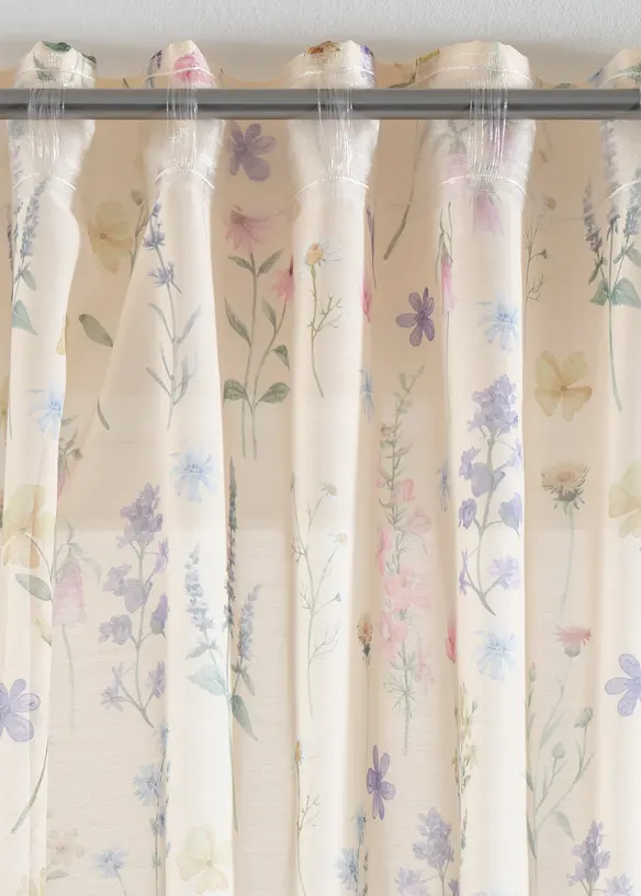 Transparant gordijn met print (set van 2), bonprix