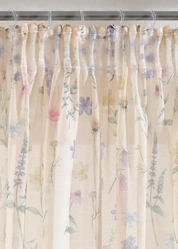 Transparant gordijn met print (set van 2), bonprix