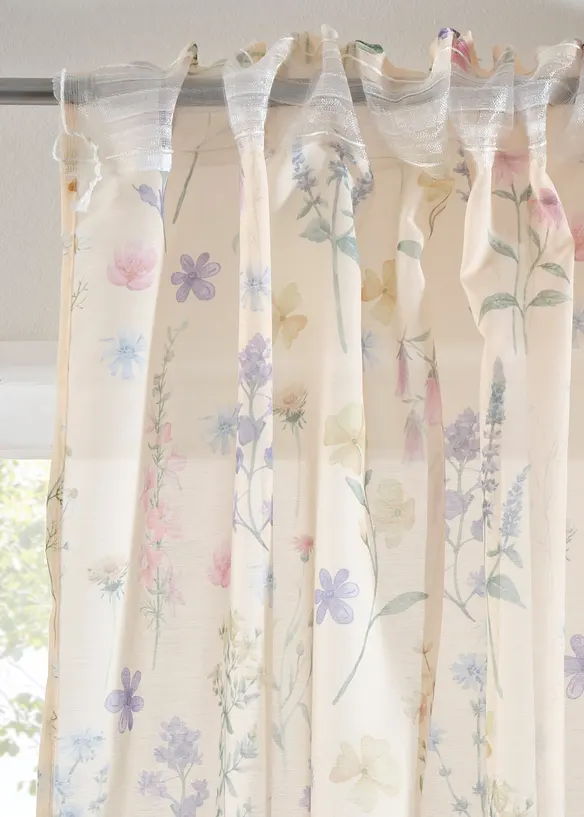 Transparant gordijn met print (set van 2), bonprix