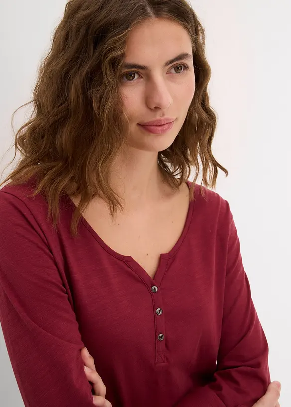 Shirt met knoopsluiting van biologisch katoen, bonprix