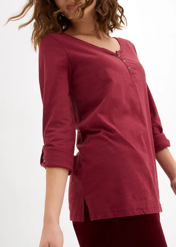 Shirt met knoopsluiting van biologisch katoen, bonprix