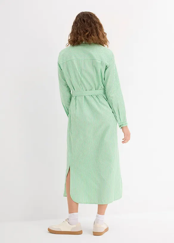 Gestreepte blousejurk met strikceintuur, bonprix