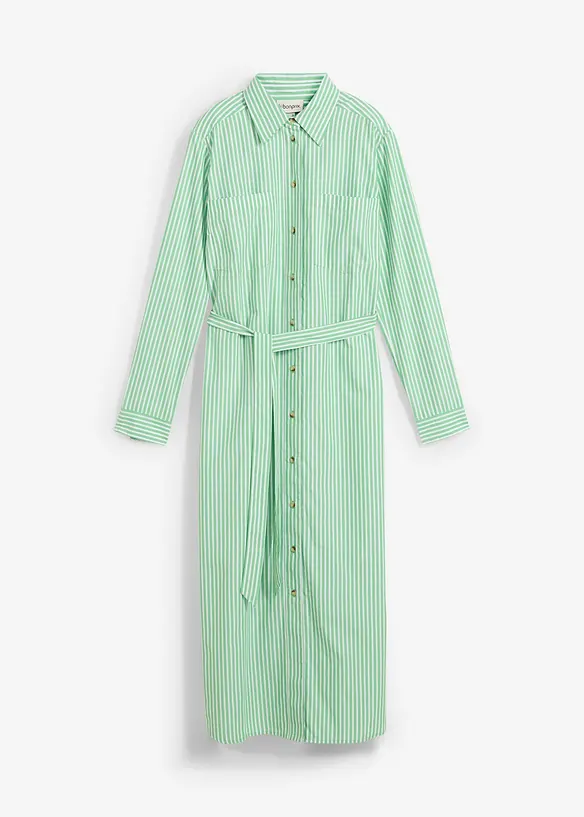Gestreepte blousejurk met strikceintuur, bonprix