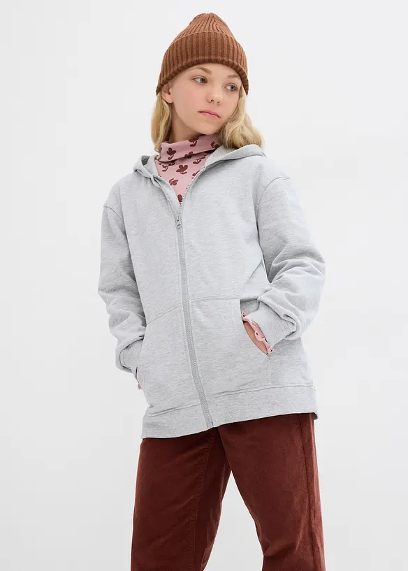 Sweatvest met capuchon van een zachte mix met biologisch katoen, bonprix