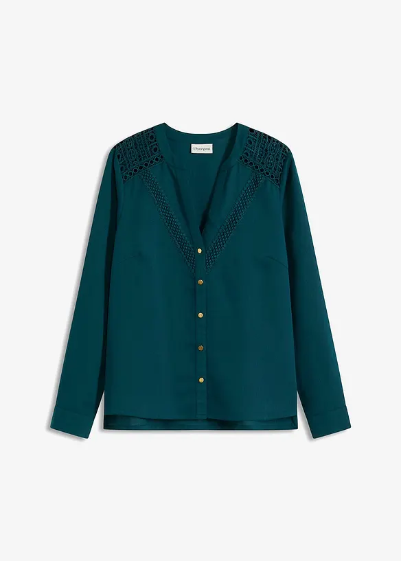 Crêpe blouse met kant, bonprix