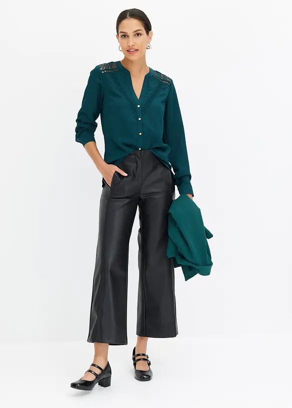 Crêpe blouse met kant, bonprix