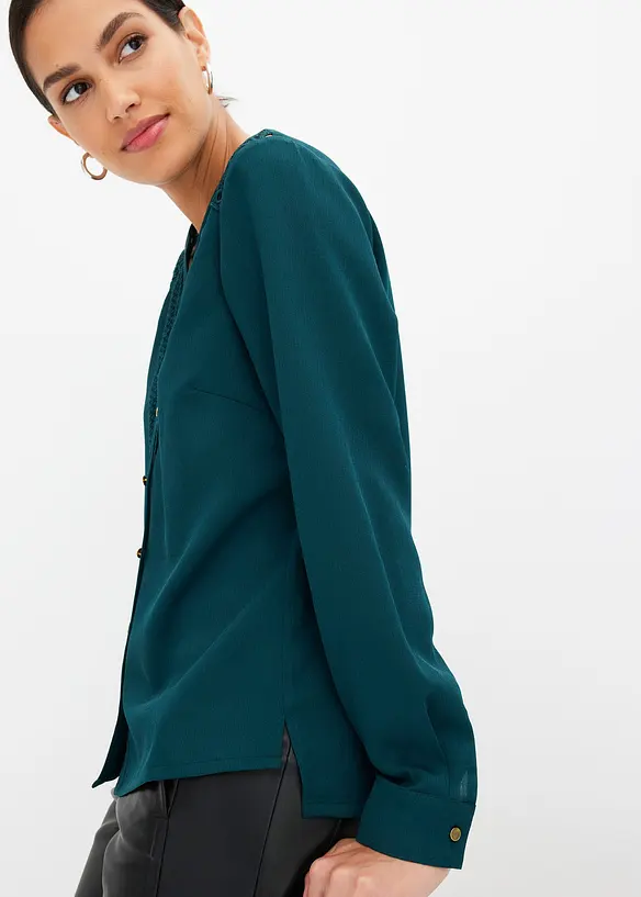 Crêpe blouse met kant, bonprix