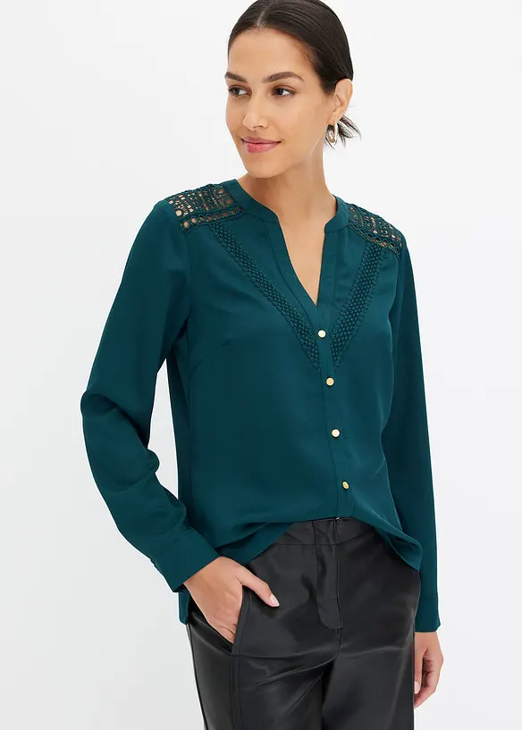 Crêpe blouse met kant, bonprix