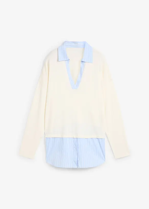Fijn gebreide trui met blouse-inzet, bonprix