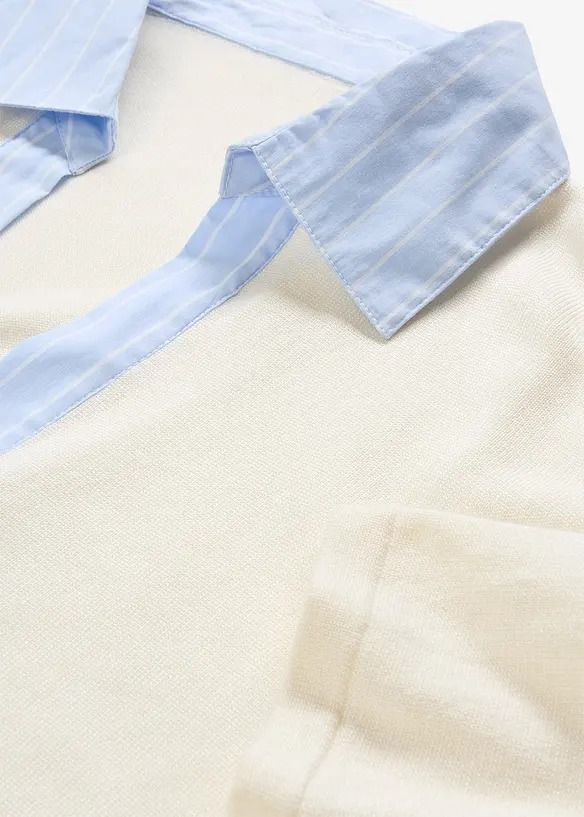 Fijn gebreide trui met blouse-inzet, bonprix