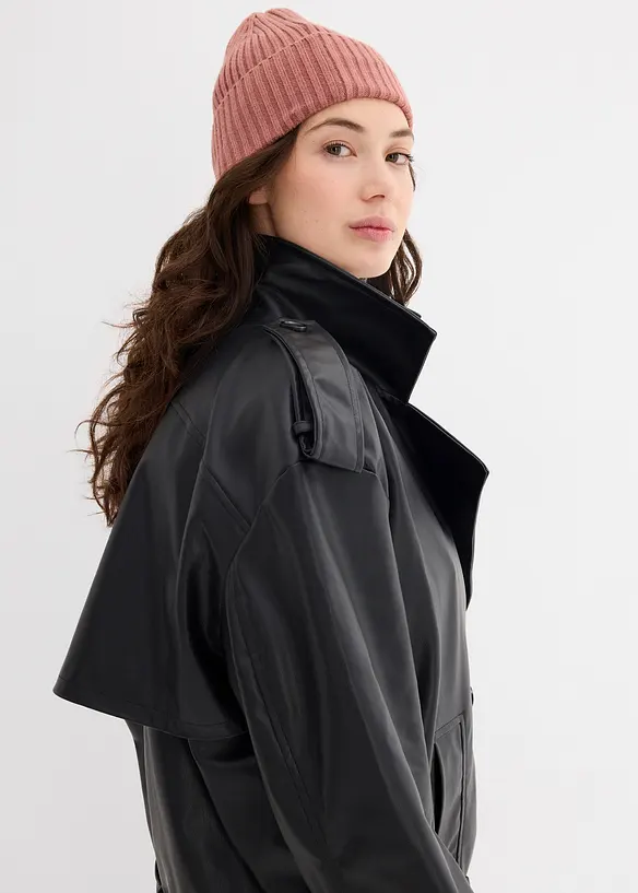 Cropped trenchcoat van imitatieleer, bonprix
