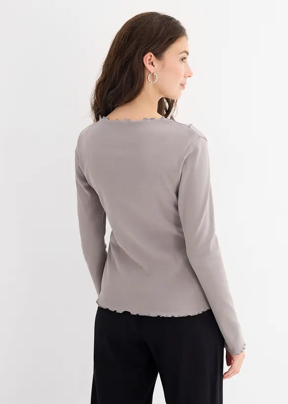 Geribd longsleeve met open randen, bonprix