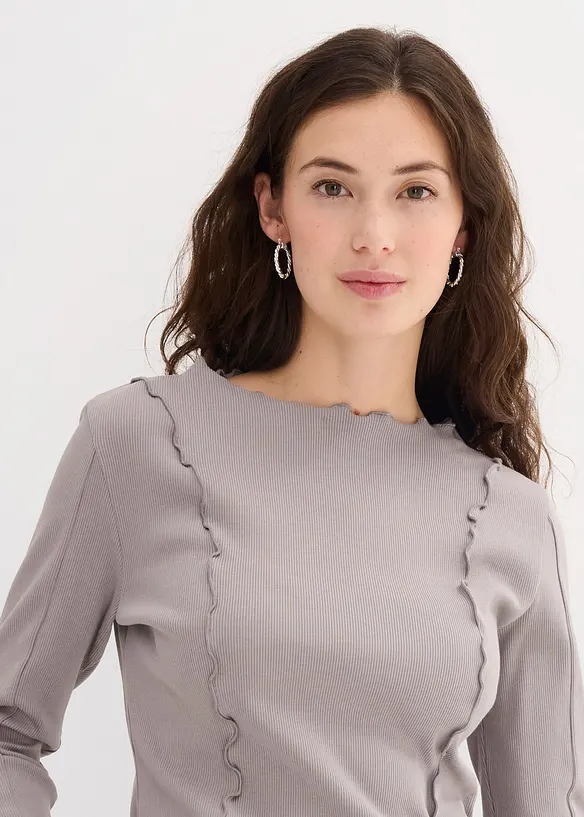 Geribd longsleeve met open randen, bonprix