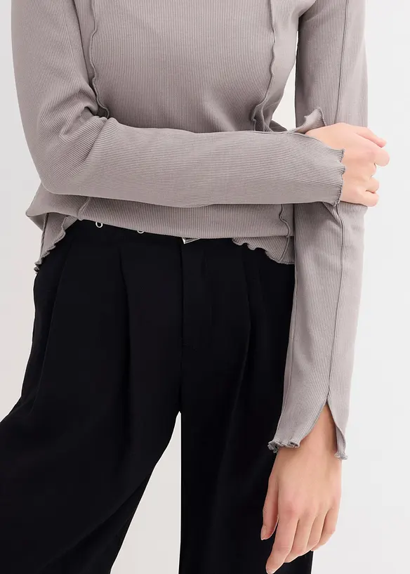 Geribd longsleeve met open randen, bonprix