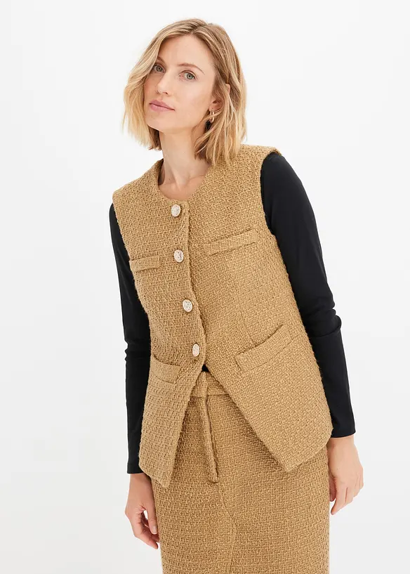 Mouwloze bouclé blazer, bonprix