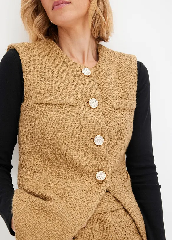 Mouwloze bouclé blazer, bonprix