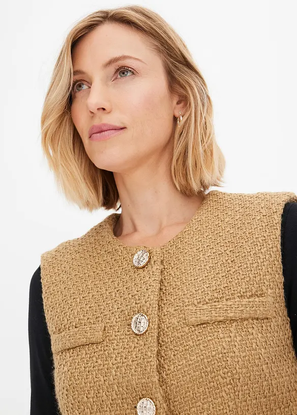 Mouwloze bouclé blazer, bonprix