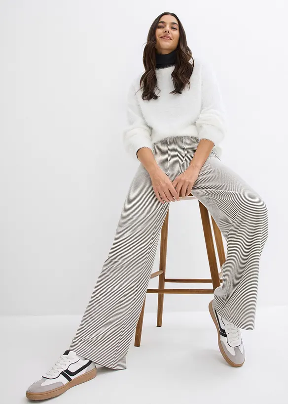 Gestreepte jersey broek in een katoenmix, bonprix
