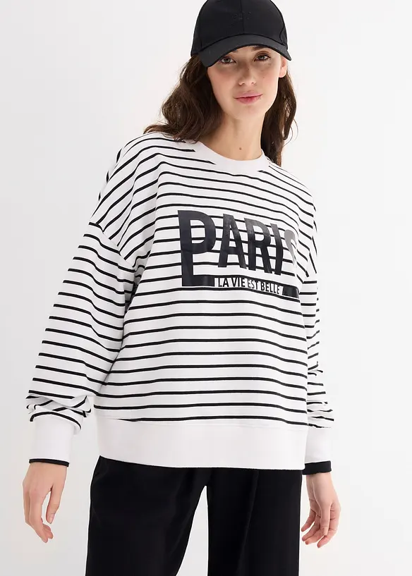Oversized sweater van katoenmix, bonprix