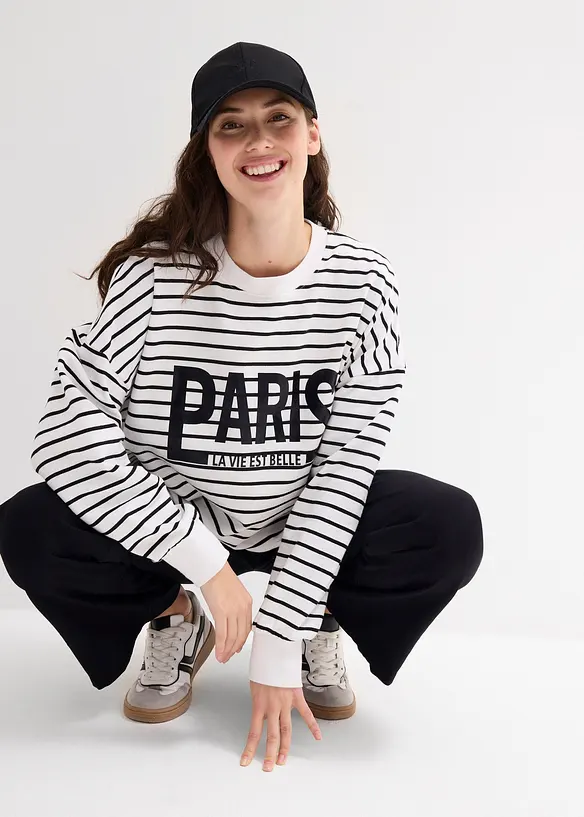 Oversized sweater van katoenmix, bonprix