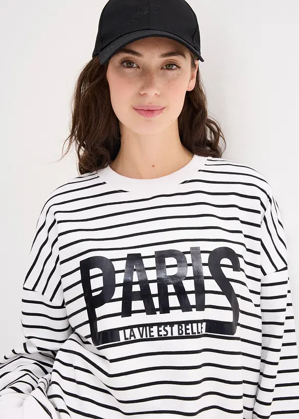 Oversized sweater van katoenmix, bonprix