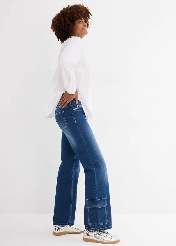 Cargo jeans mid waist, bonprix