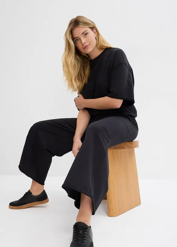 Wijde sweatpants van biologisch katoen, 7/8 lengte, bonprix