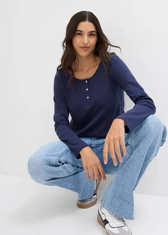 Shirt met ronde hals van puur biologisch katoen, bonprix