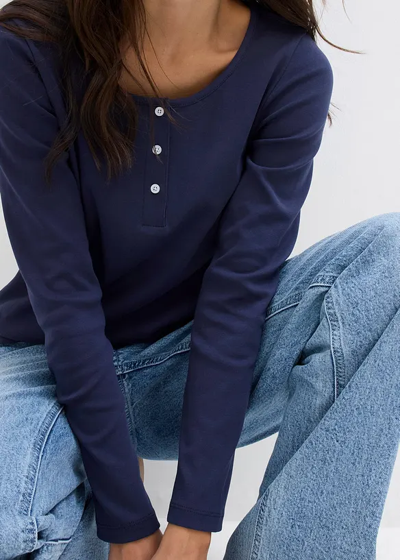 Shirt met ronde hals van puur biologisch katoen, bonprix