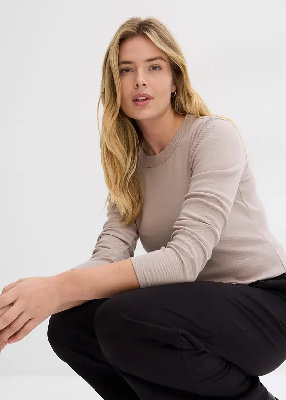 Geribd shirt met biologisch katoen (set van 2), bonprix