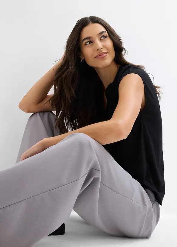 Henley shirt in een viscosemix met korte mouwen, bonprix