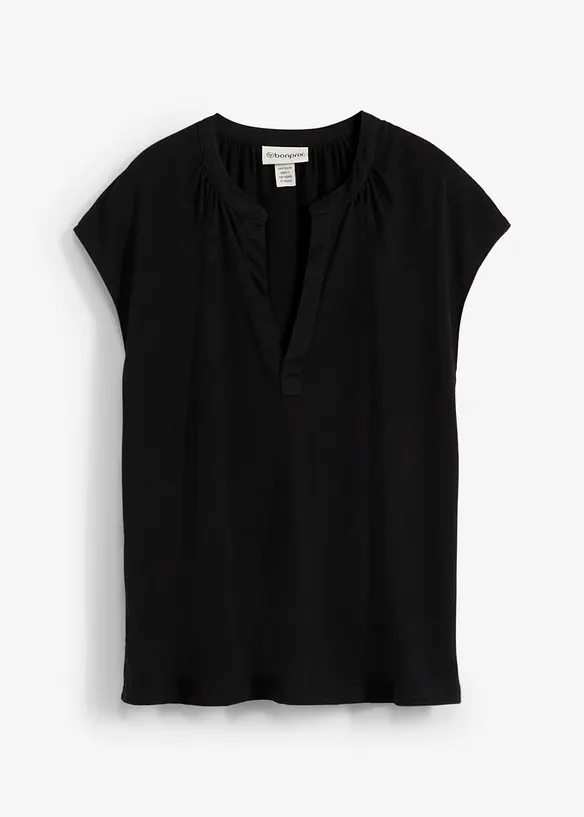 Henley shirt in een viscosemix met korte mouwen, bonprix