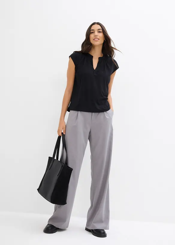 Henley shirt in een viscosemix met korte mouwen, bonprix