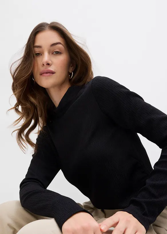 Longsleeve van crêpe, bonprix