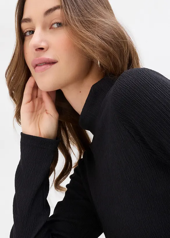 Longsleeve van crêpe, bonprix