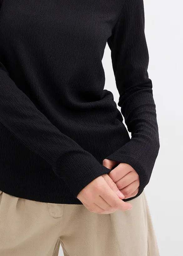 Longsleeve van crêpe, bonprix