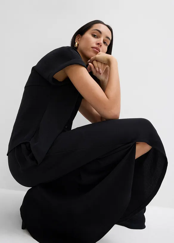 Oversized blouse van gestructureerde crêpe, bonprix