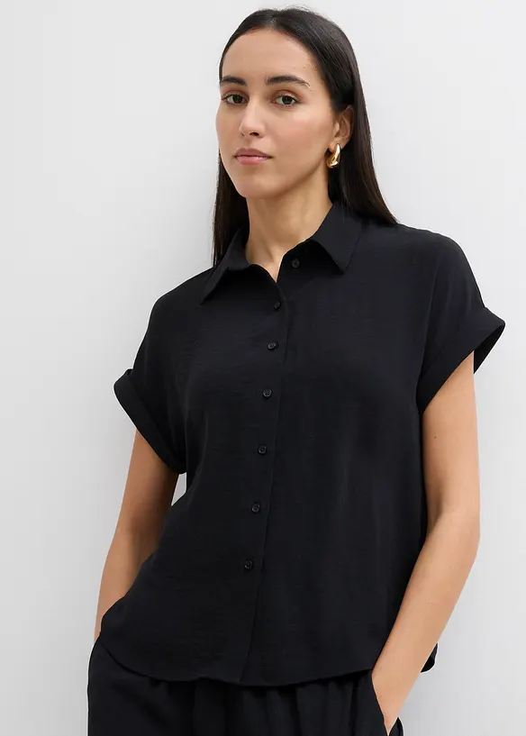 Oversized blouse van gestructureerde crêpe, bonprix
