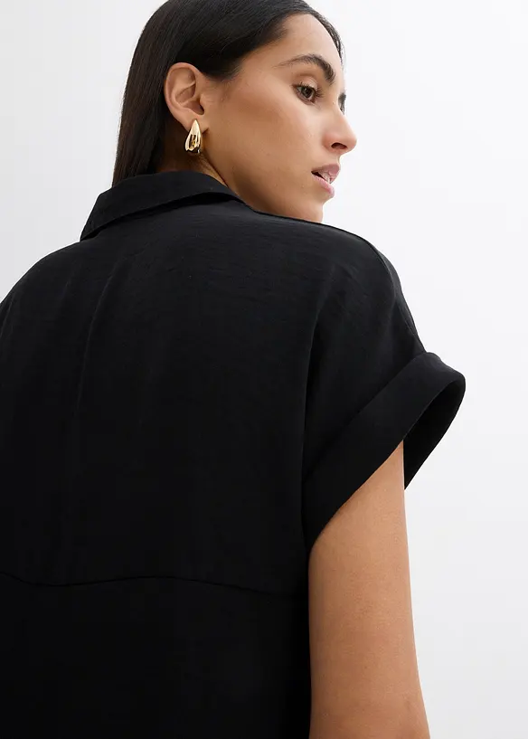 Oversized blouse van gestructureerde crêpe, bonprix