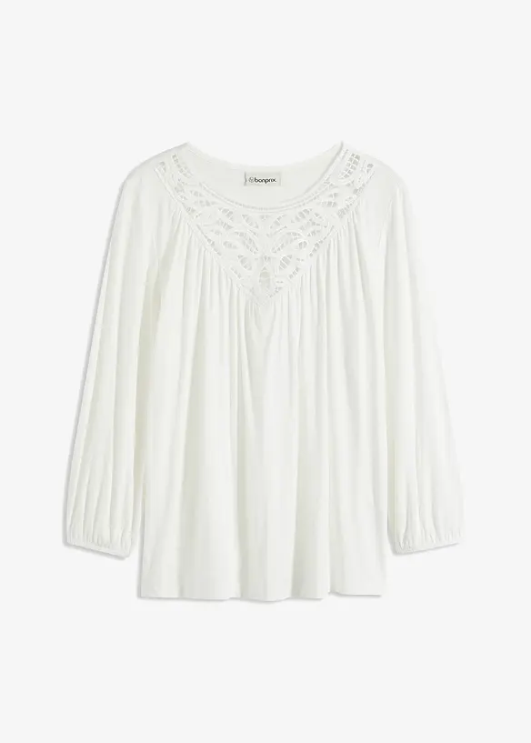Jersey shirt met kanten inzet, bonprix