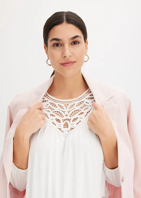 Jersey shirt met kanten inzet, bonprix