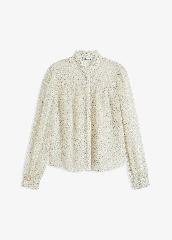 Bedrukte blouse met ruches, bonprix