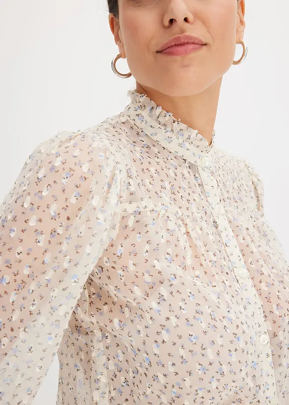 Bedrukte blouse met ruches, bonprix
