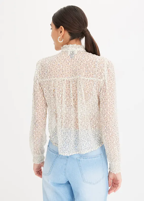 Bedrukte blouse met ruches, bonprix