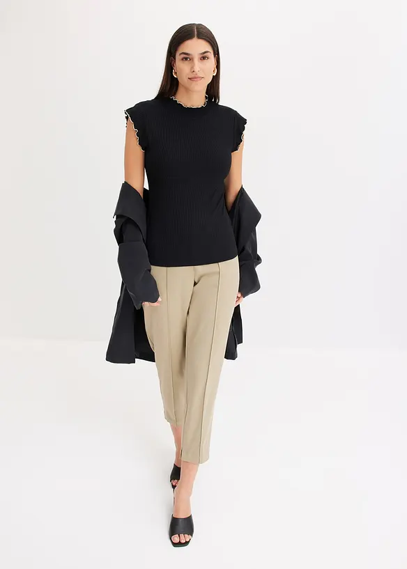 Geribd shirt met ruches, bonprix