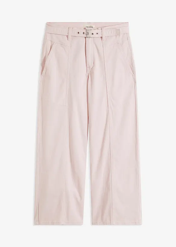 Stretch twill broek met riem, bonprix