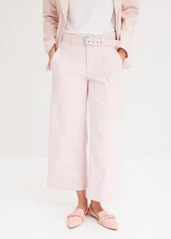 Stretch twill broek met riem, bonprix