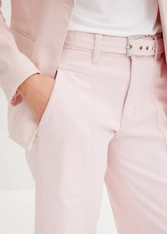 Stretch twill broek met riem, bonprix